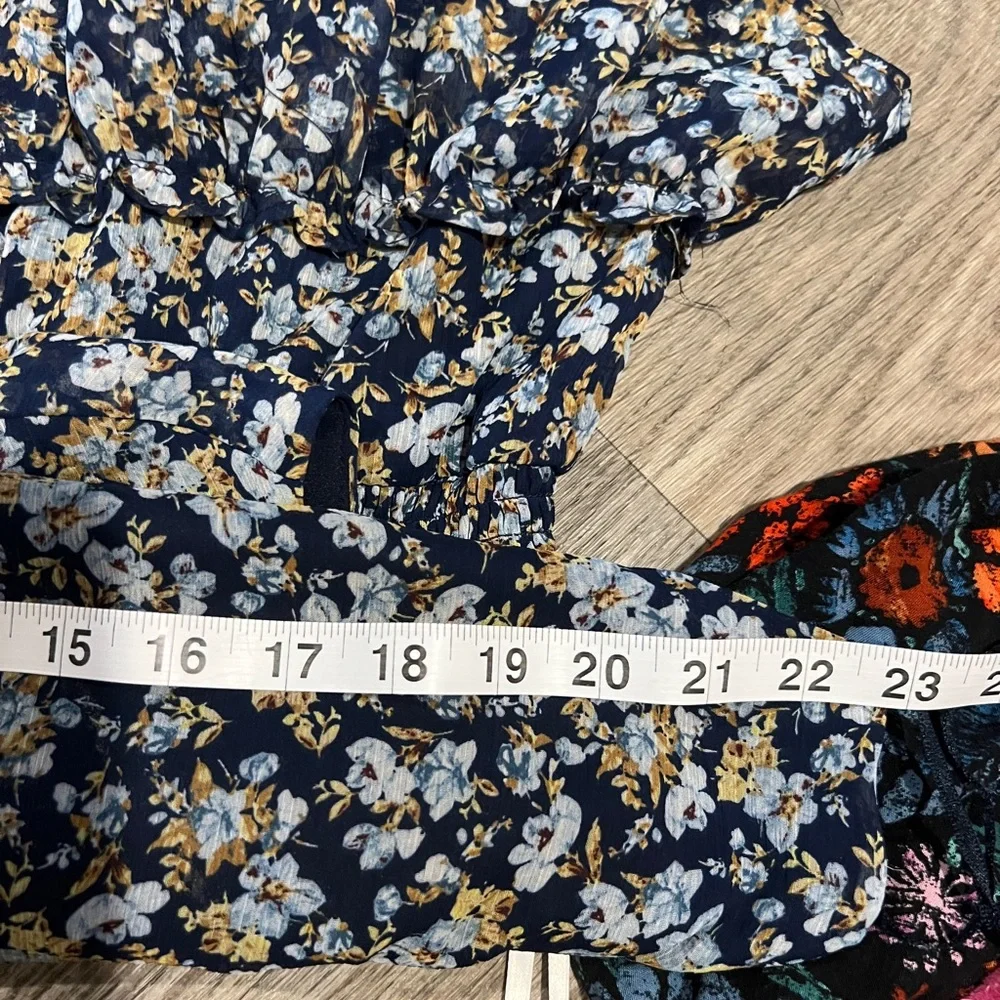 1. State Blue Floral Halter Tiered Smocked Spring Cottagecore Dress Blue XLarge - Picture 11 of 16